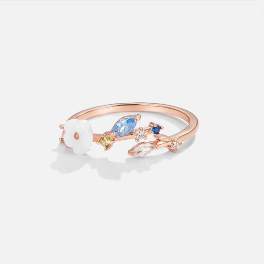 Anelli Crystal White Blossom in oro rosa