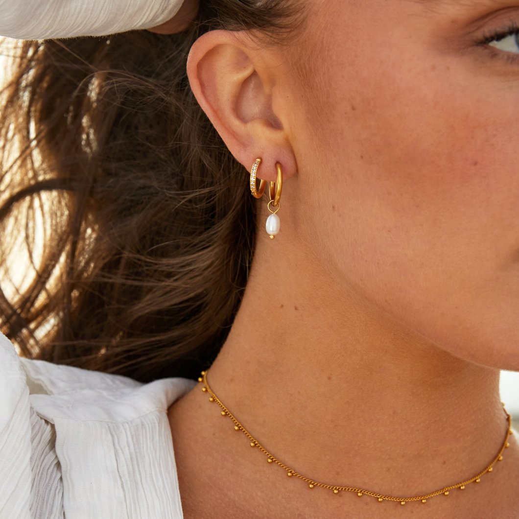 Orecchini a cerchio Bella con perle d'acqua dolce