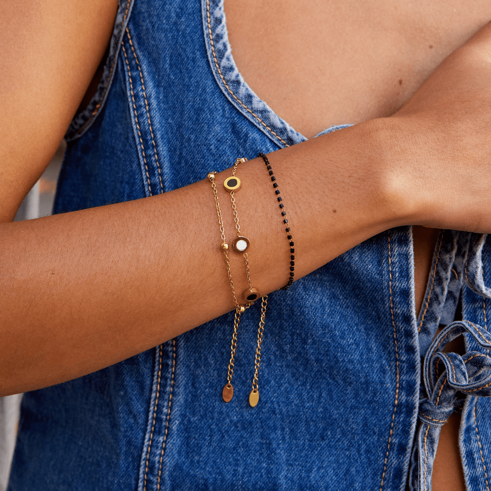 Bracciale in onice e pietra bianca