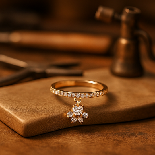 Anello Zampa & Cuore Bicolore