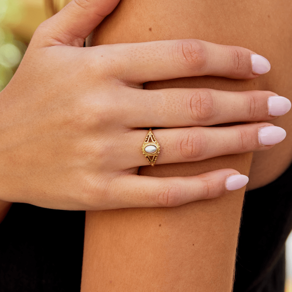 Anello vintage con perla reale