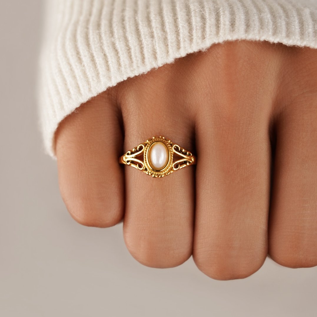 Anello vintage con perla reale