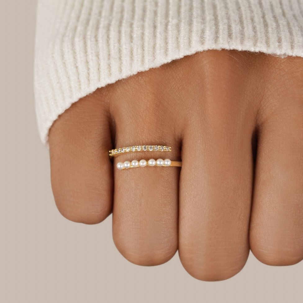 Anello "Wrap Me" con perle e cristalli