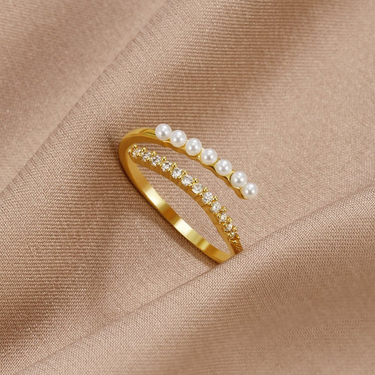 Anello "Wrap Me" con perle e cristalli