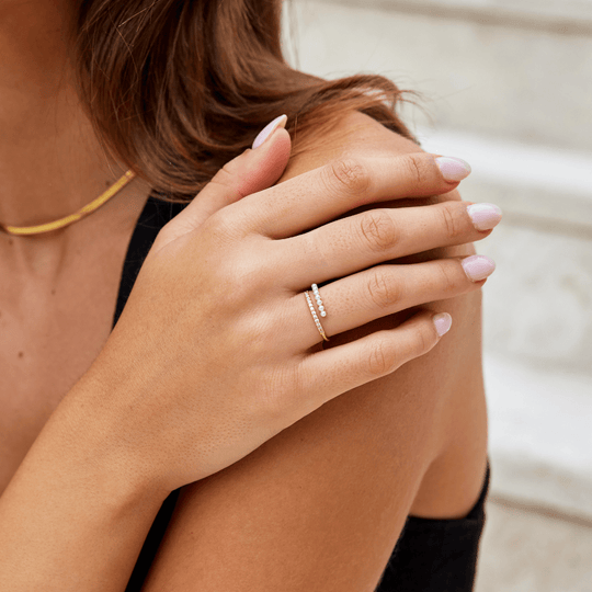 Anello "Wrap Me" con perle e cristalli