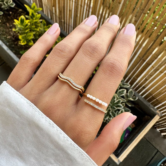 Anello "Wrap Me" con perle e cristalli