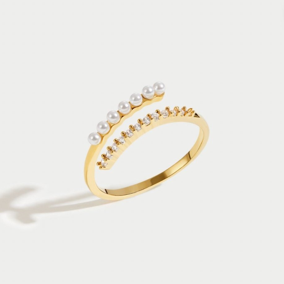 Anello "Wrap Me" con perle e cristalli