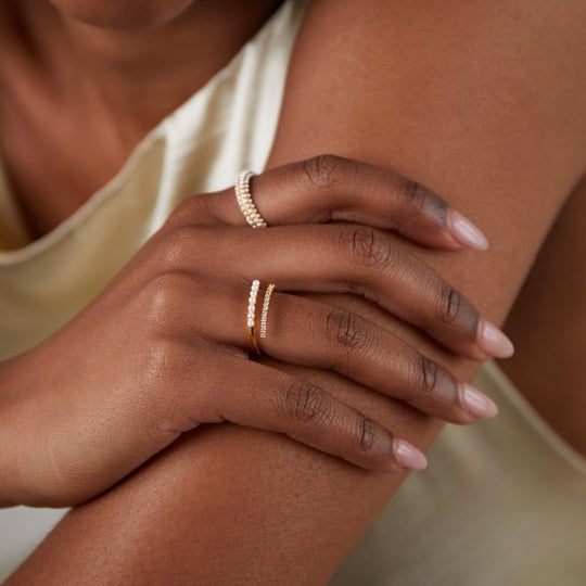 Anello "Wrap Me" con perle e cristalli
